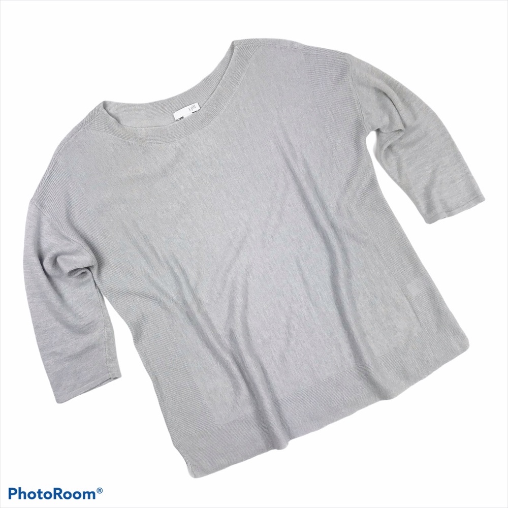 J. Jill Light Gray Linen Blend Top